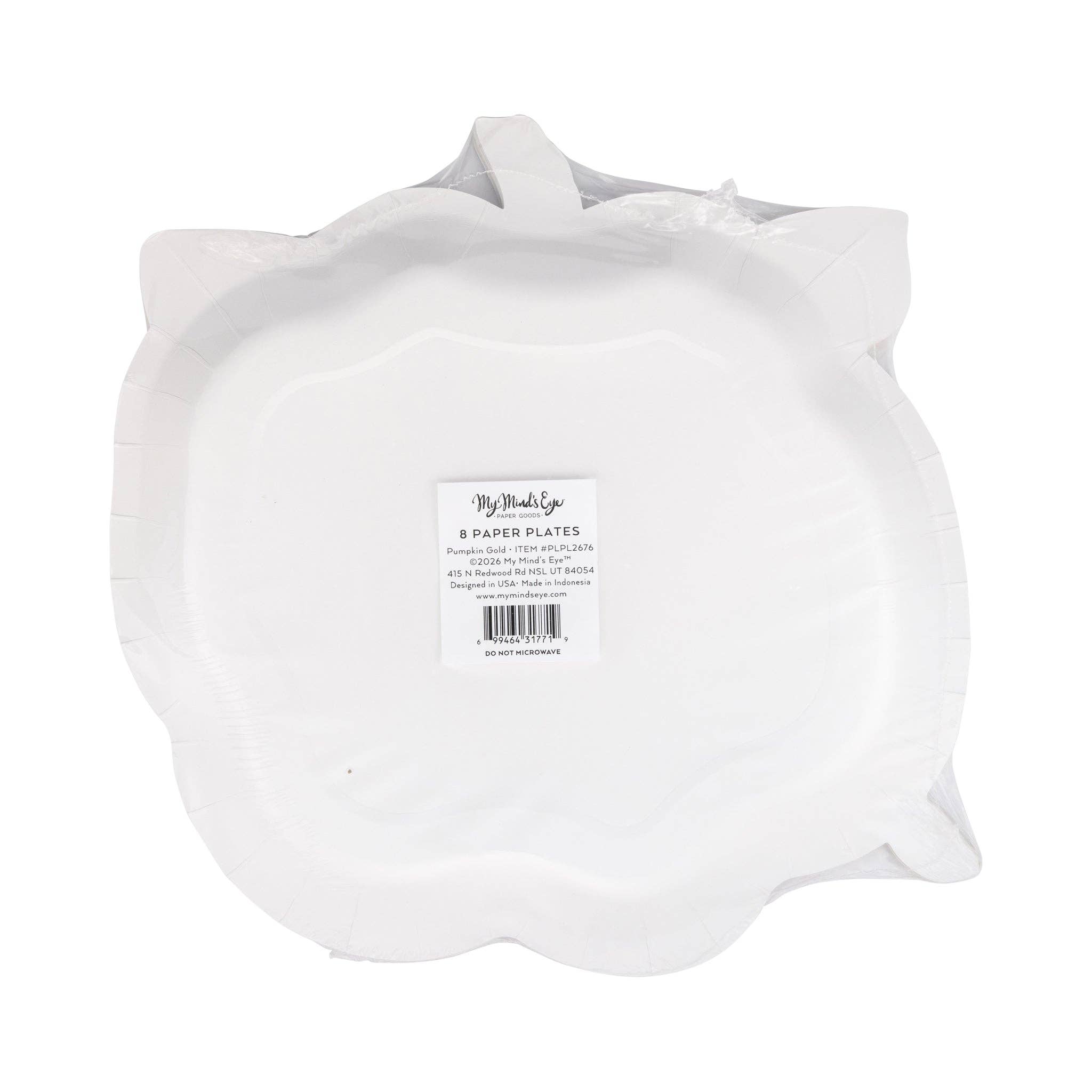 PUMPKIN GOLD FOIL BOW 10" PAPER PLATE (8ct)