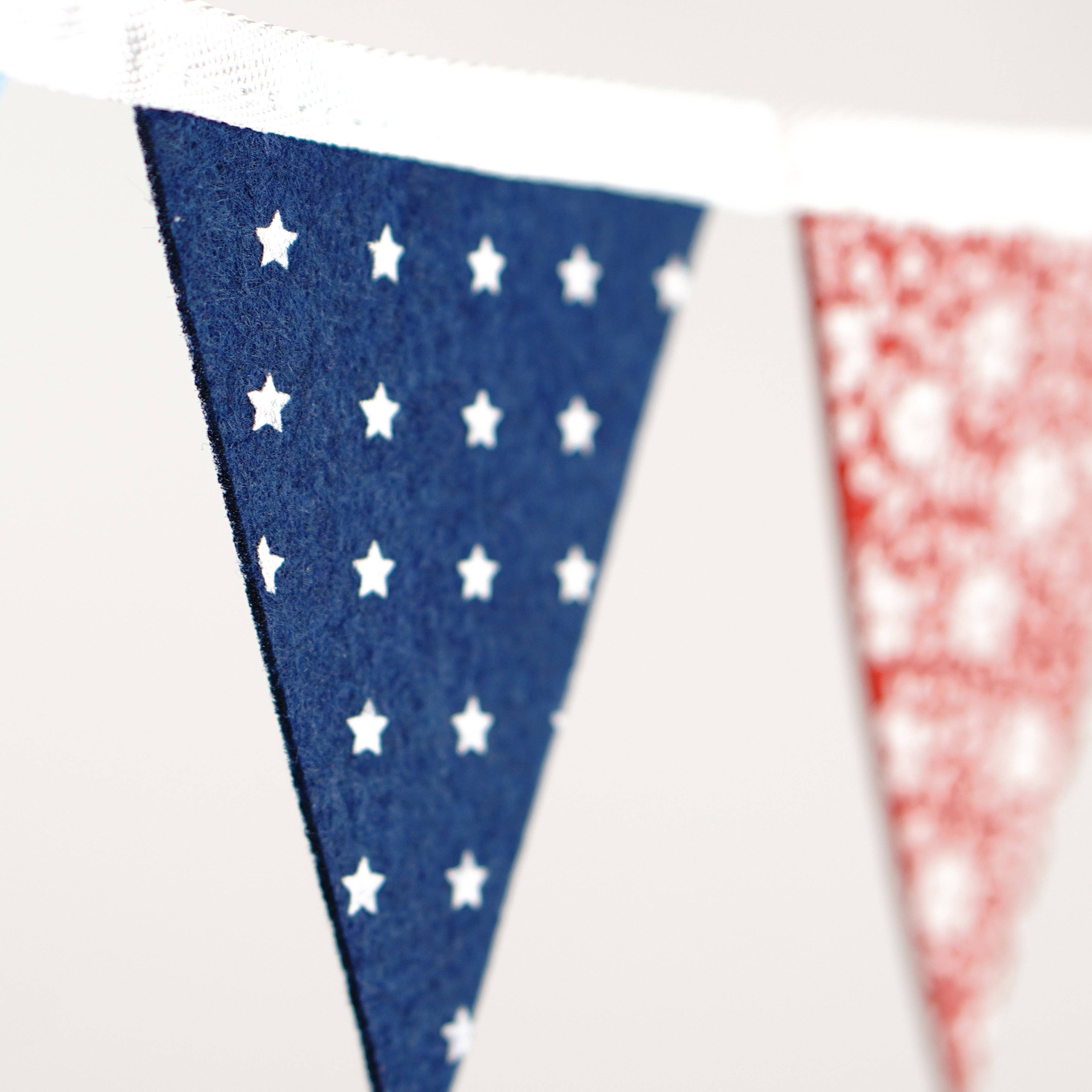 Patriotic Pennant Felt Sewn Garland Premium Quality Bunting