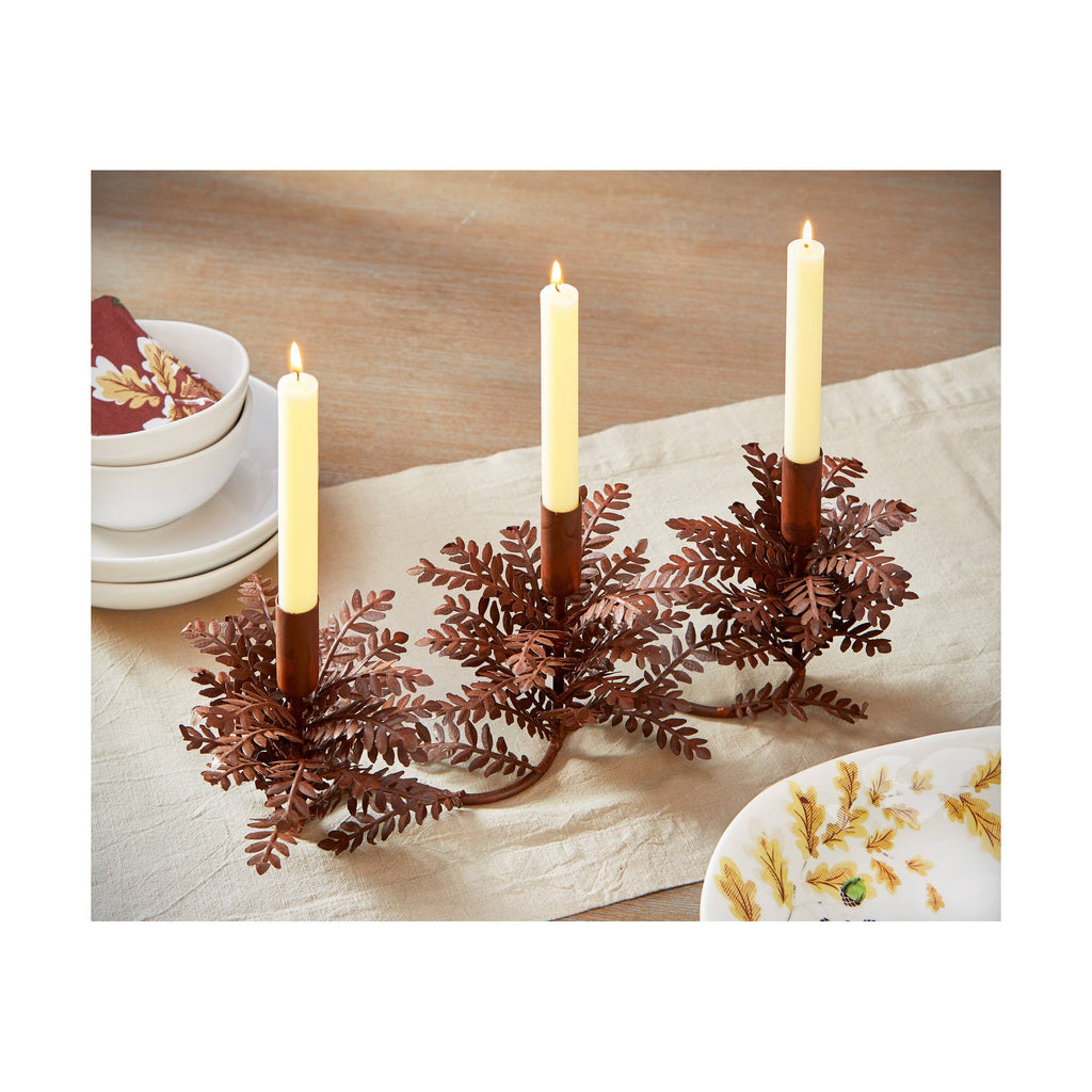 Greenery 3 Taper Holder Rust Iron Fall