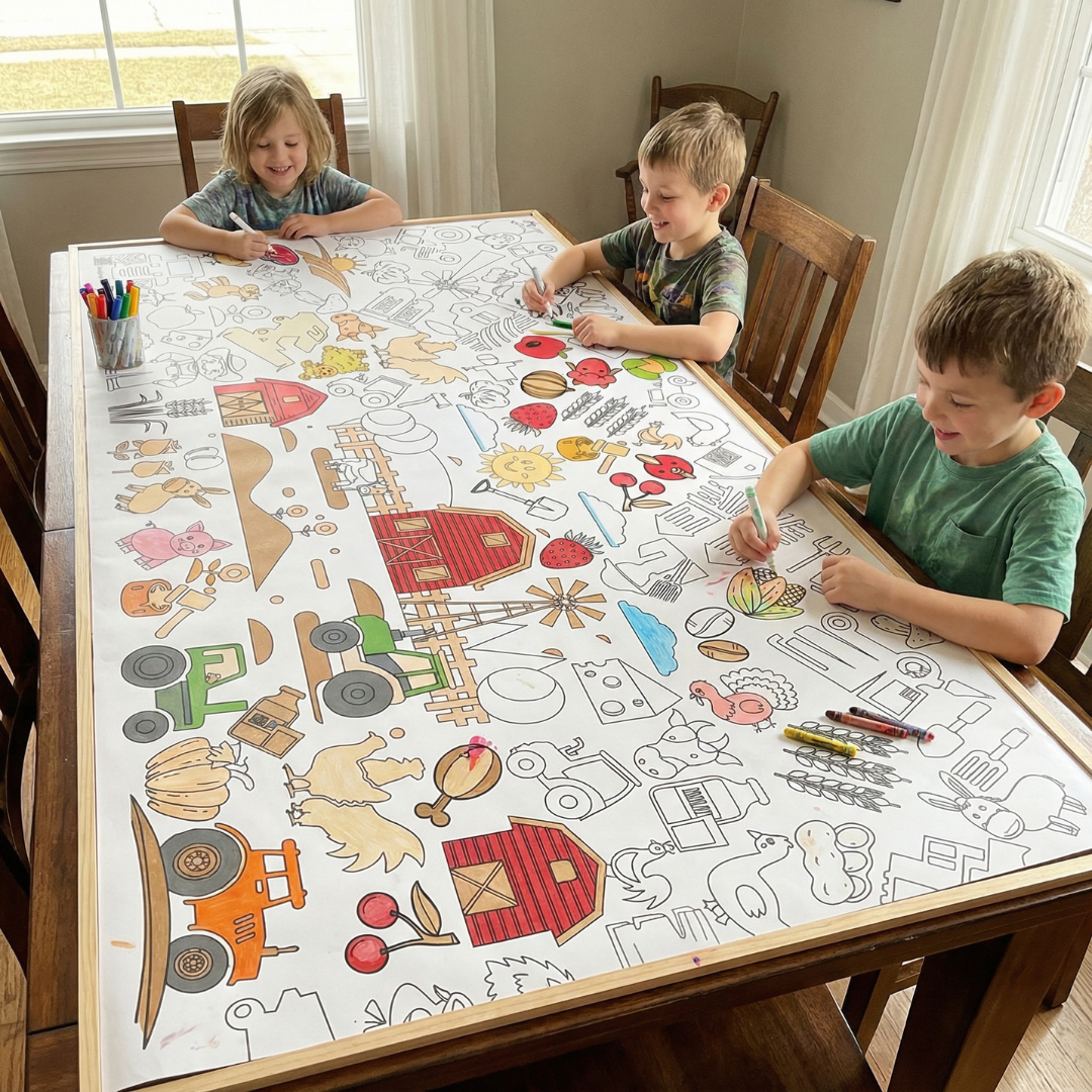 Farm Coloring Tablecloth Kids Activity