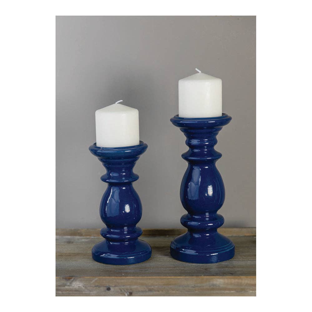 Camden Blue Ceramic Candle Holder Small