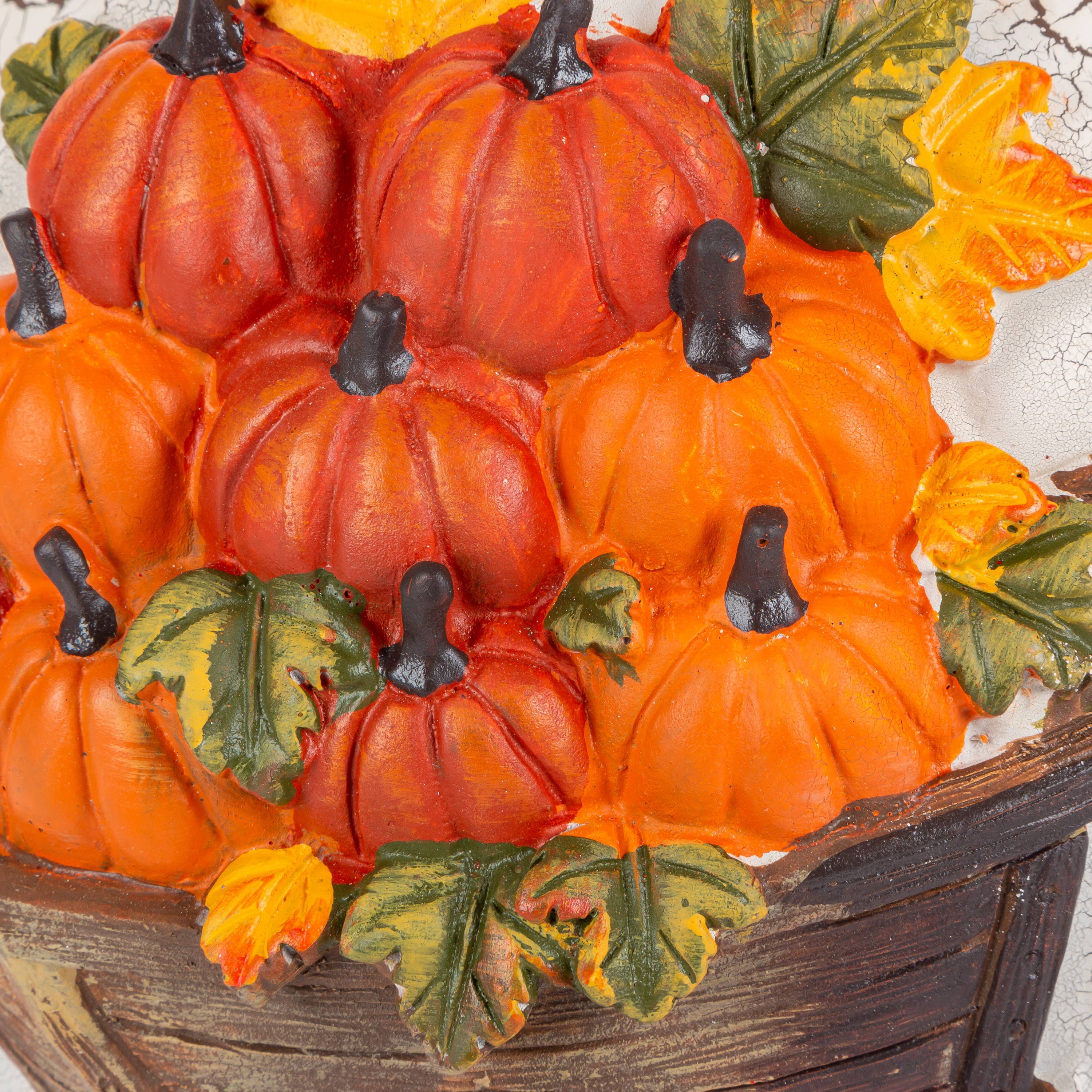Thanksgiving Elegant Set of 2 Resin Harvest Pumpkins 8.8in