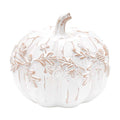 Wide Leaf Engraved White Resin Pumpkin
