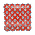Red Block Floral Paper Plate - 9"
