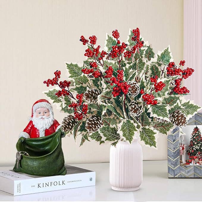 15'' Faux Red Berries Bush, Christmas Berries