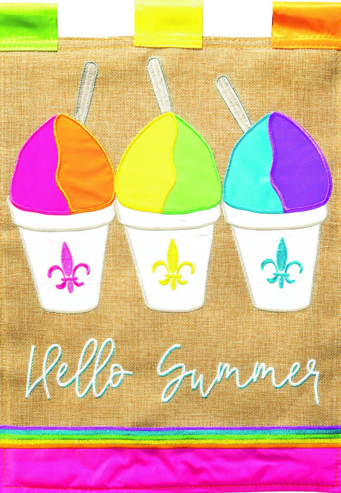 Summer Snoballs Fleur-De-Lis Garden Flag