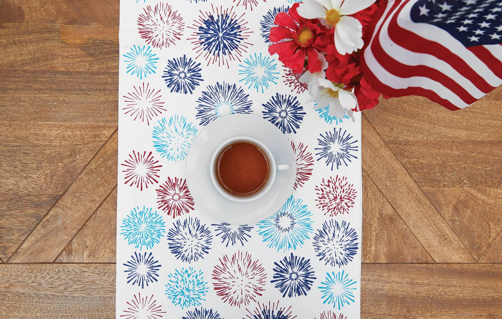 Firework Sparkle Patriotic 4th Of July Table Runner
