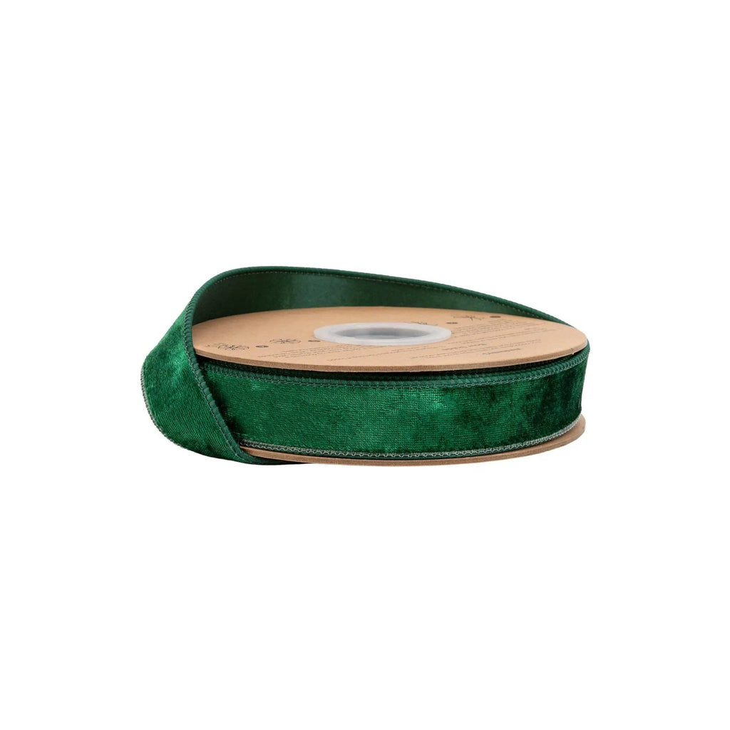 1" Wired Heritage Velvet Ribbon | Hunter | 10 Yard Roll