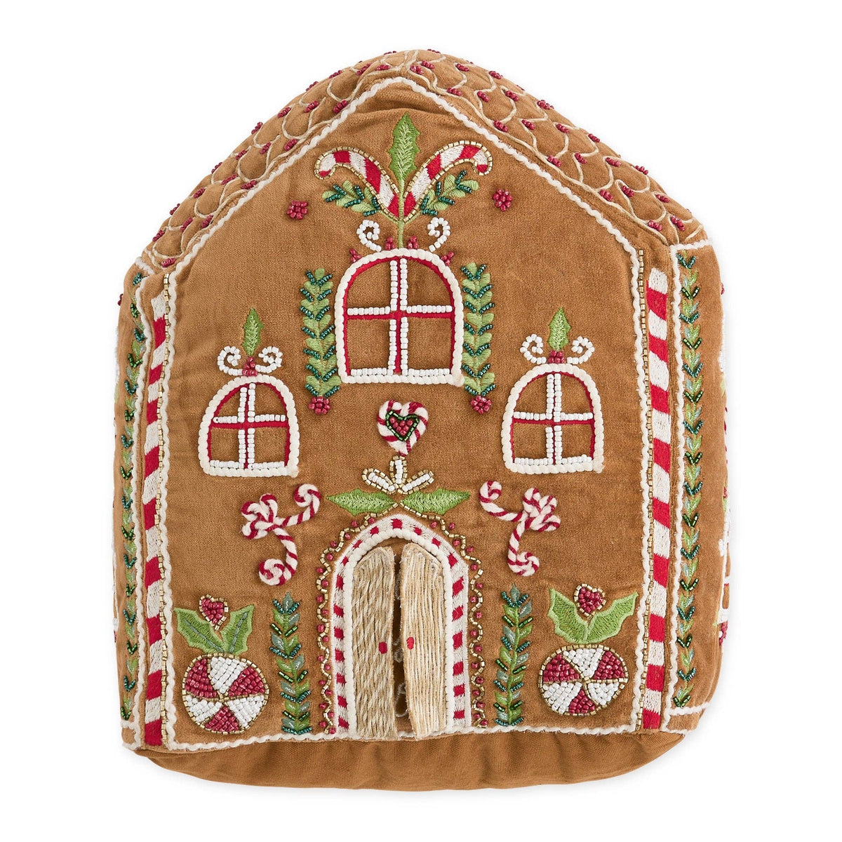 Gingerbread House Embellished Pillow