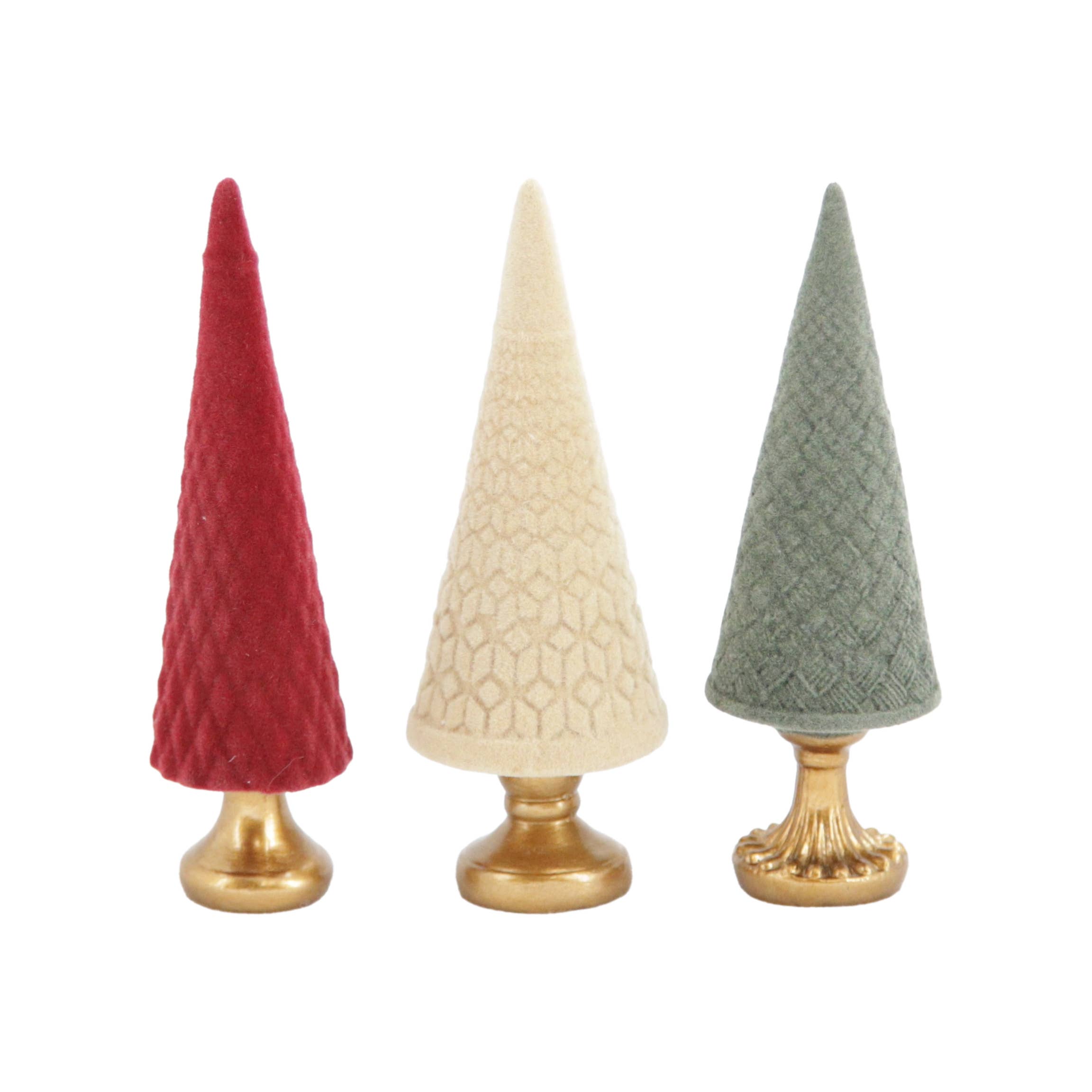3 Assorted Green, Red and Tan Small Trees