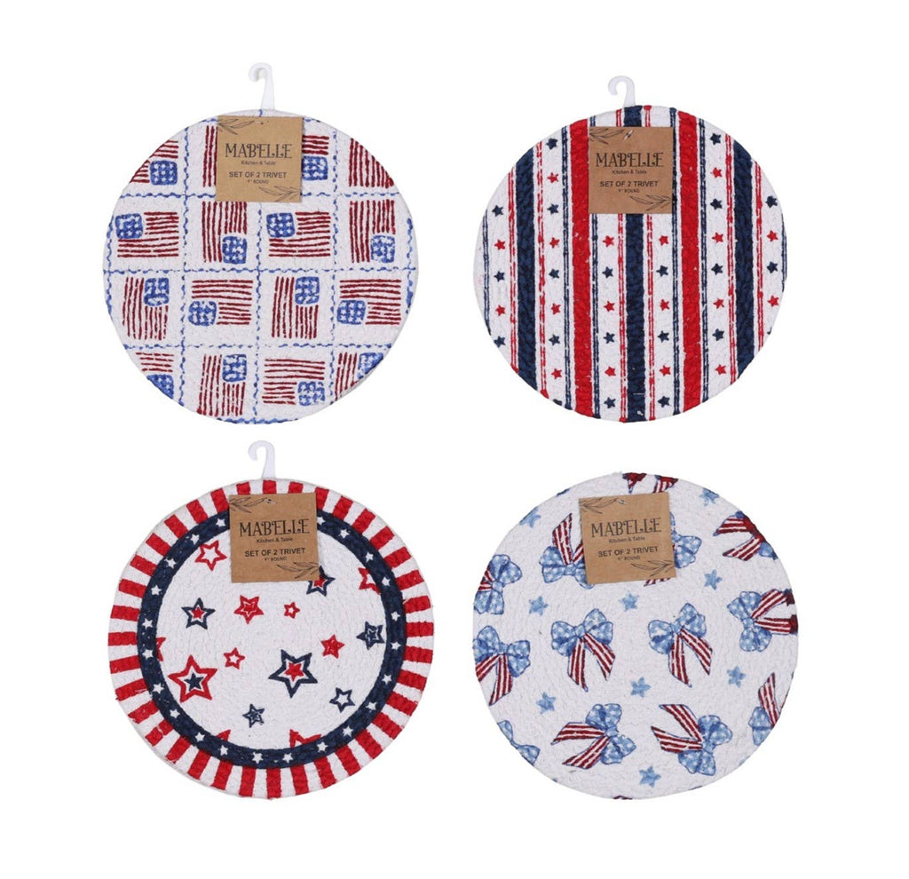 2-Pack Americana Patriotic Trivets Heat-Resistant Mat