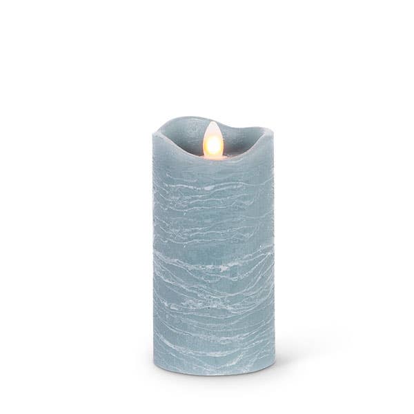 Gray LED Pillar Candle with Aurora Flame, 6"H