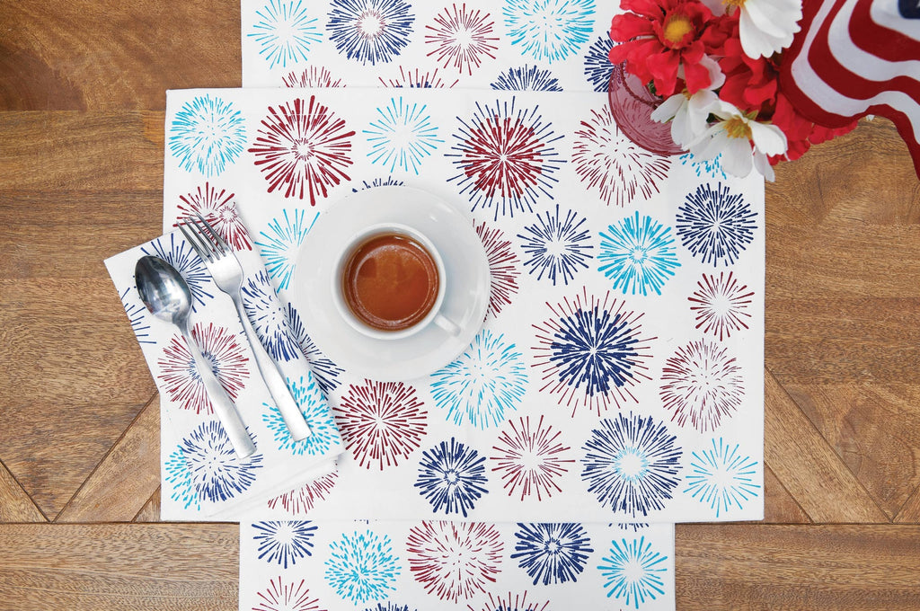 Firework Sparkle Patriotic 4th Of July Table Runner