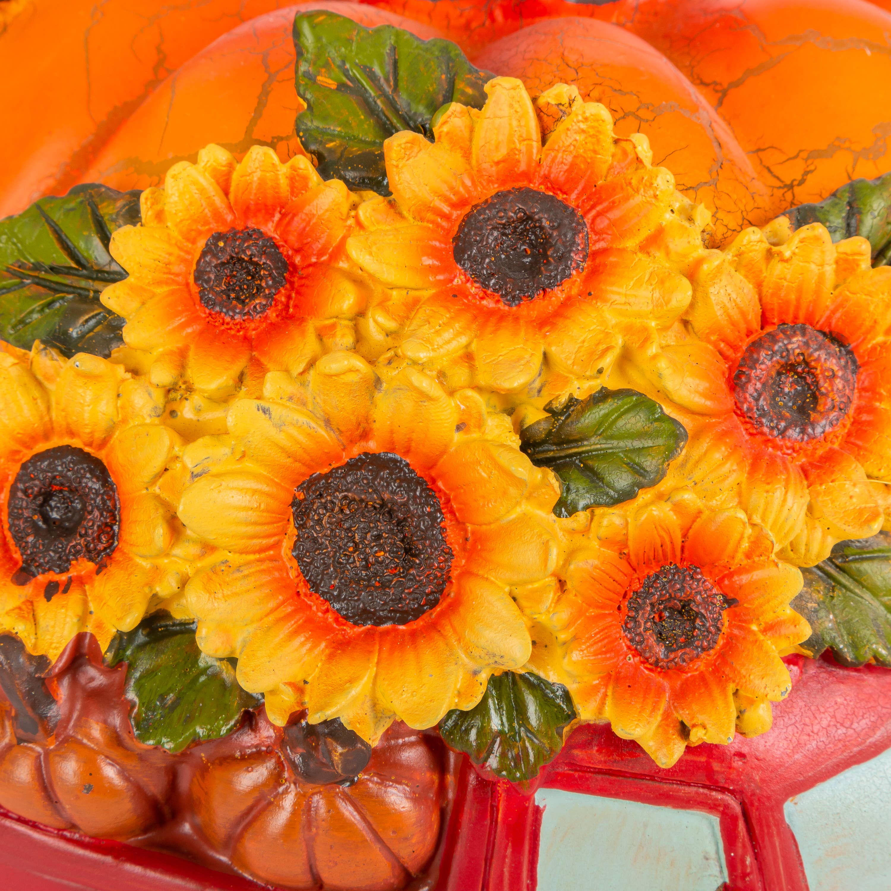 Thanksgiving Elegant Set of 2 Resin Harvest Pumpkins 8.8in