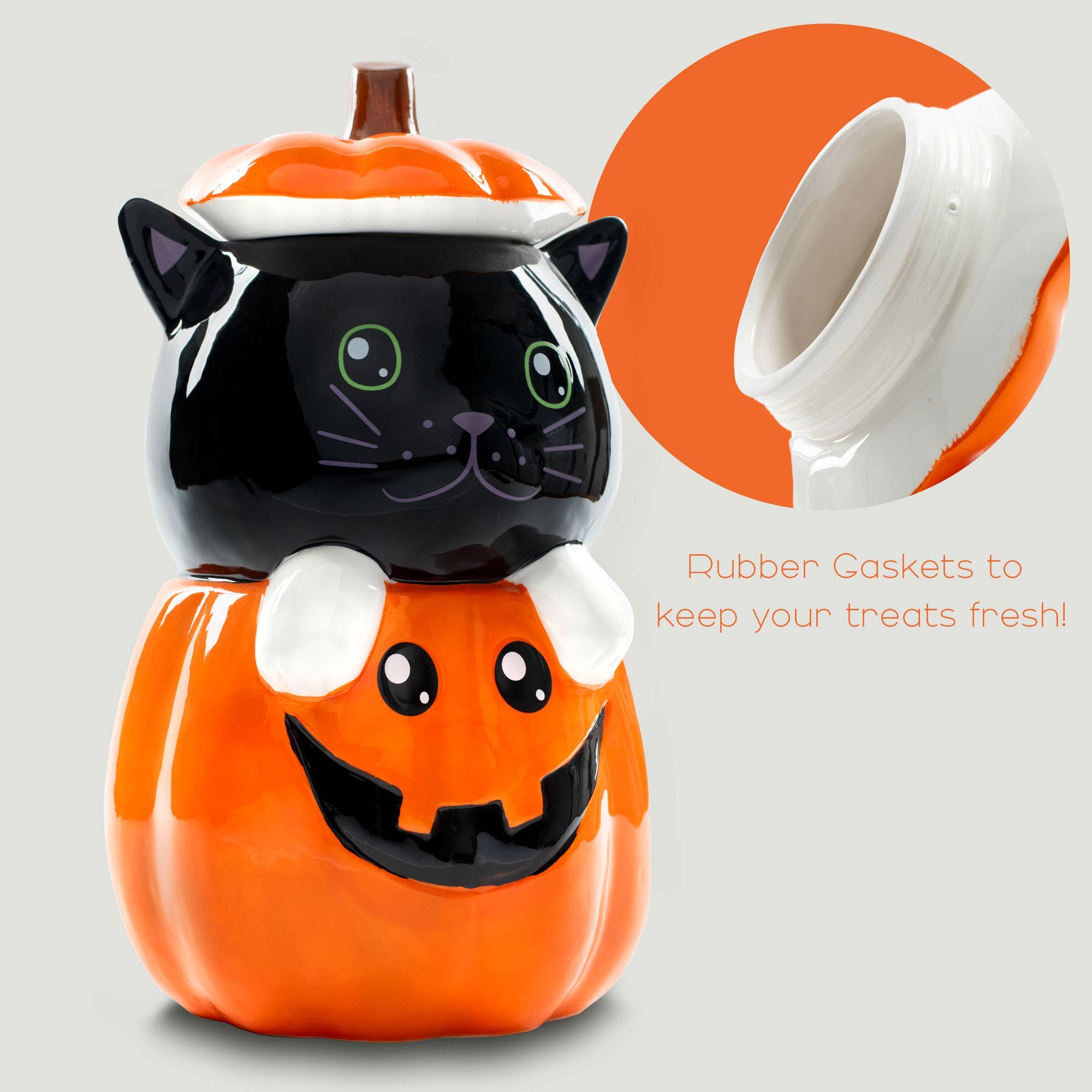 Black Cat Pumpkin 11 x 6.3 Dolomite Cookie Jar