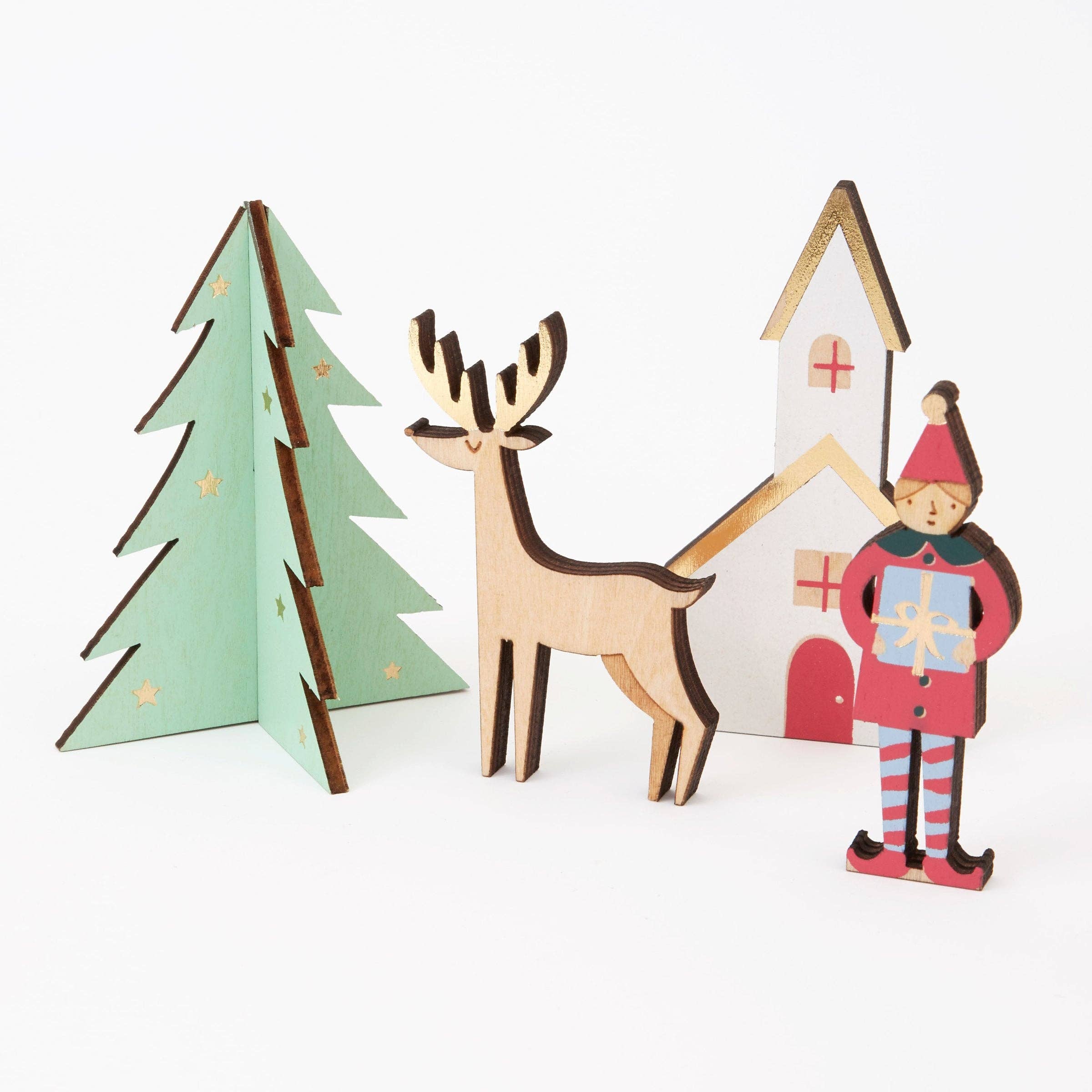 Festive Village Wooden Advent Calendar