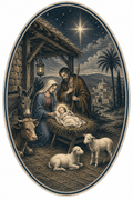 Nativity Oval Wood Sign