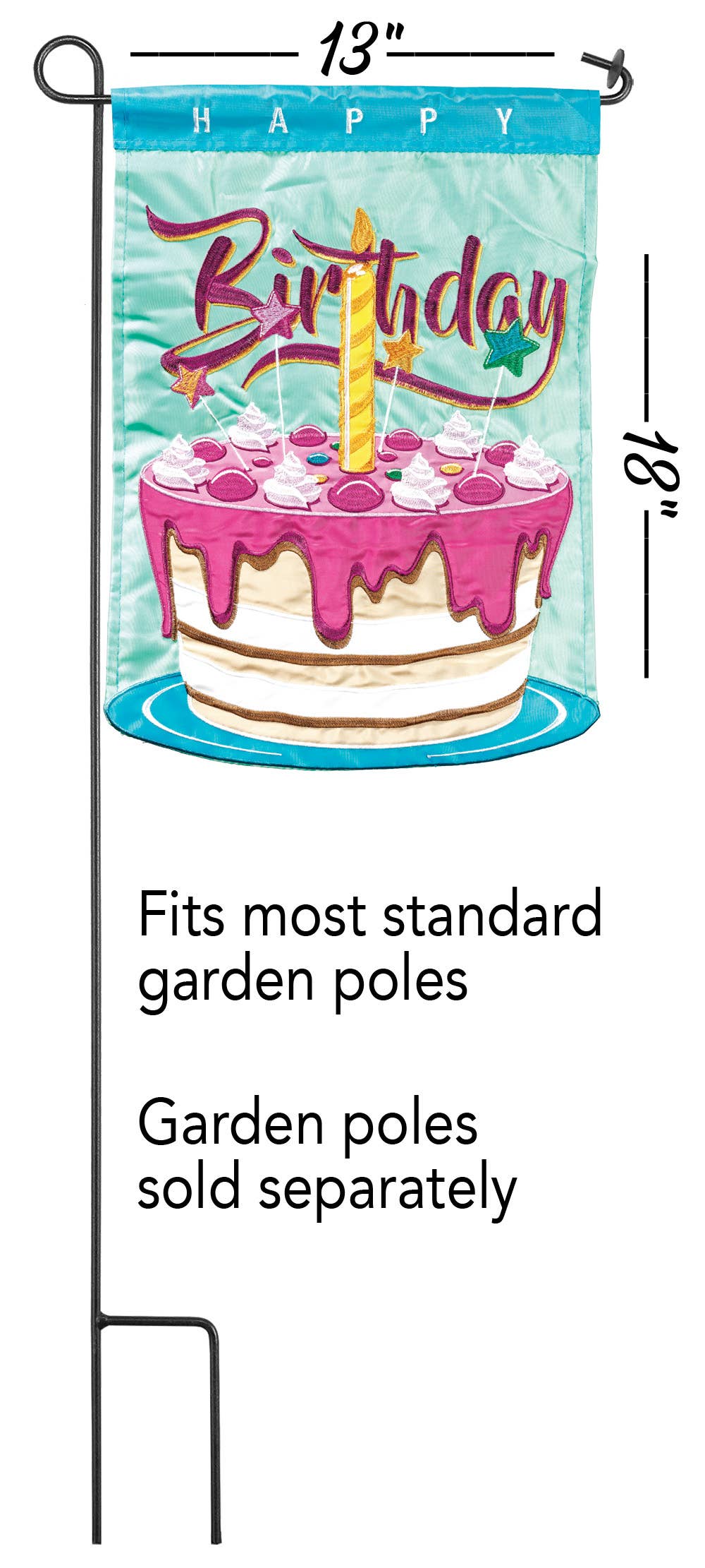 HAPPY BIRTHDAY CAKE FLAG POLY GARDEN