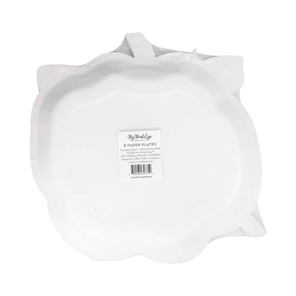 PUMPKIN GOLD FOIL BOW 10" PAPER PLATE (8ct)