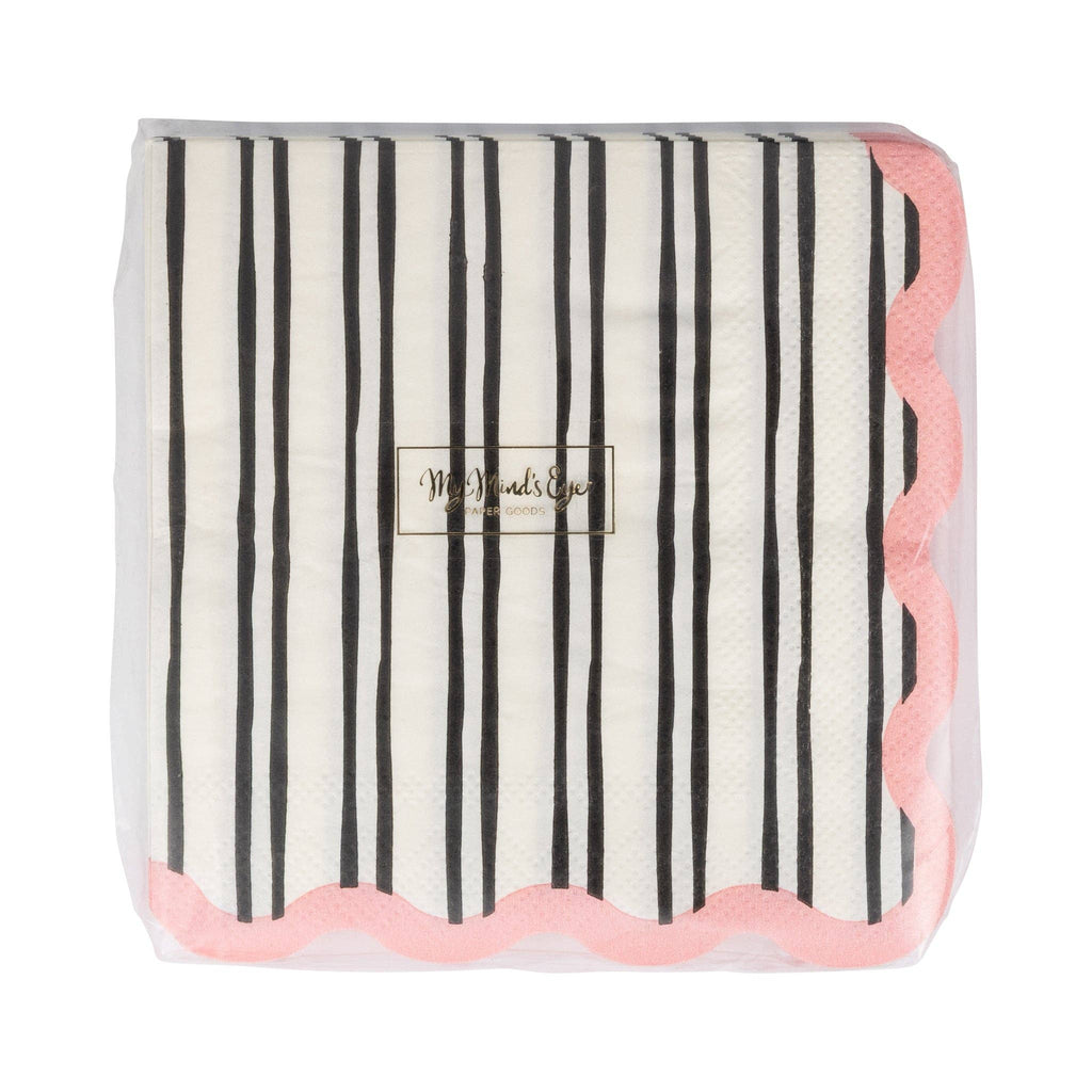White & Black Striped Cocktail Napkin