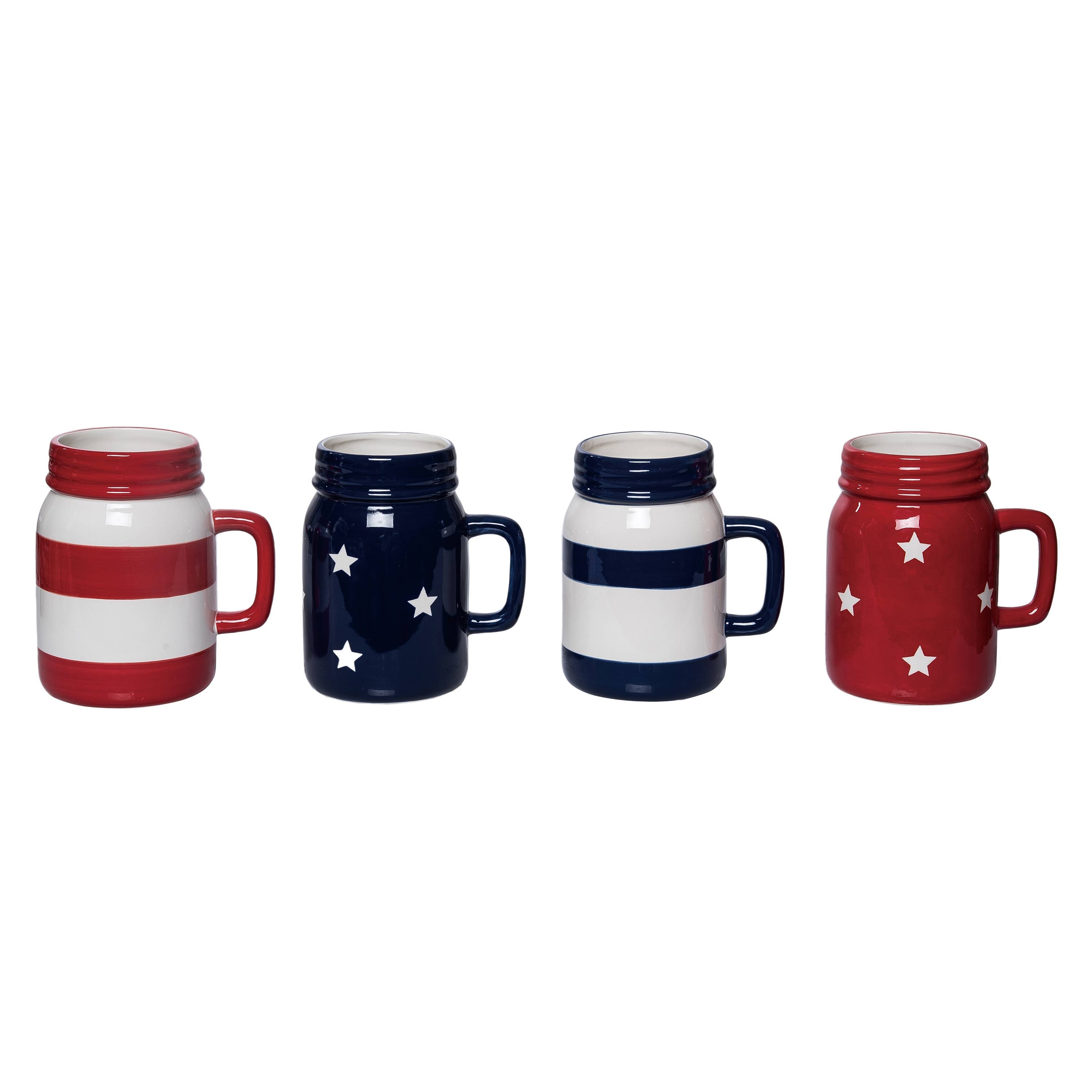 Mason Jar Mug Set of 4 Stars & Stripes