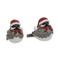 Resin Winter Hat Glitter Bird - set of 2