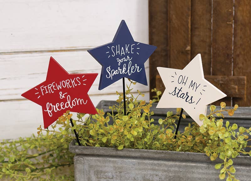Patriotic Star Plant Stake, 3 Assorted