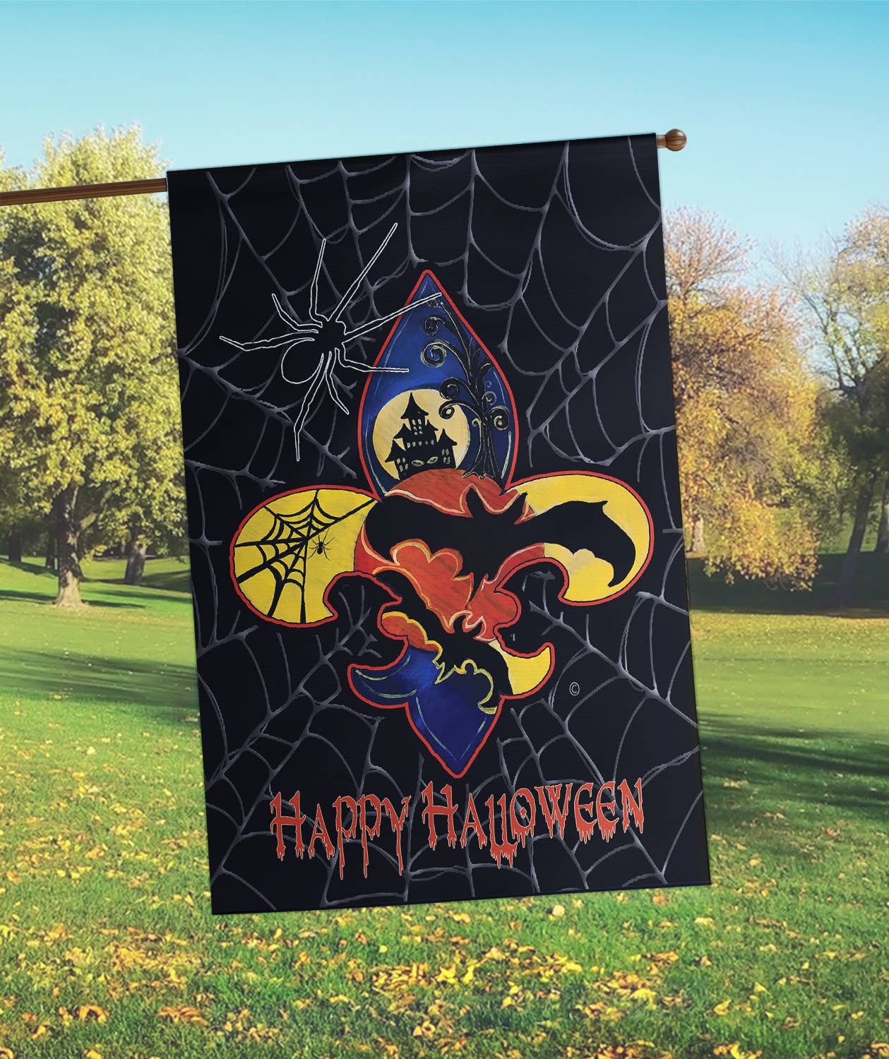 Happy Halloween Fleur de lis  Flag