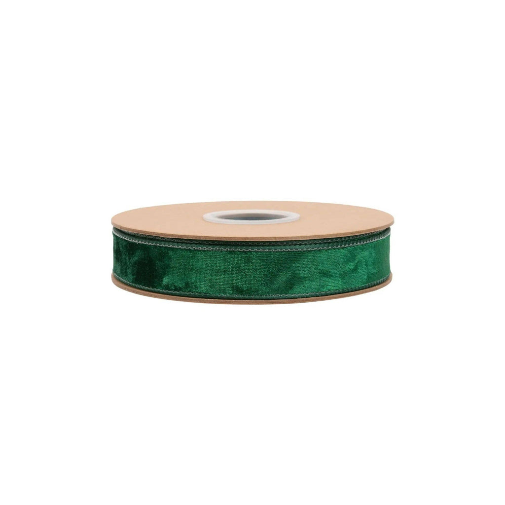 1" Wired Heritage Velvet Ribbon | Hunter | 10 Yard Roll