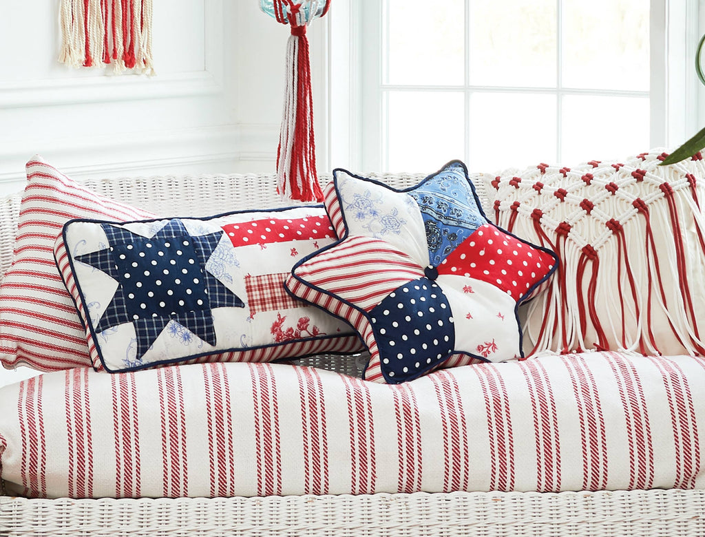 Patriotic Star Patchwork 4th Of July Throw Pillow