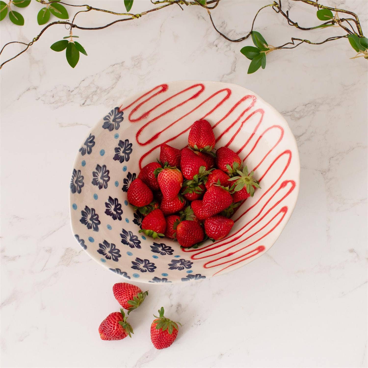 Americana Folk Art Serving Bowl