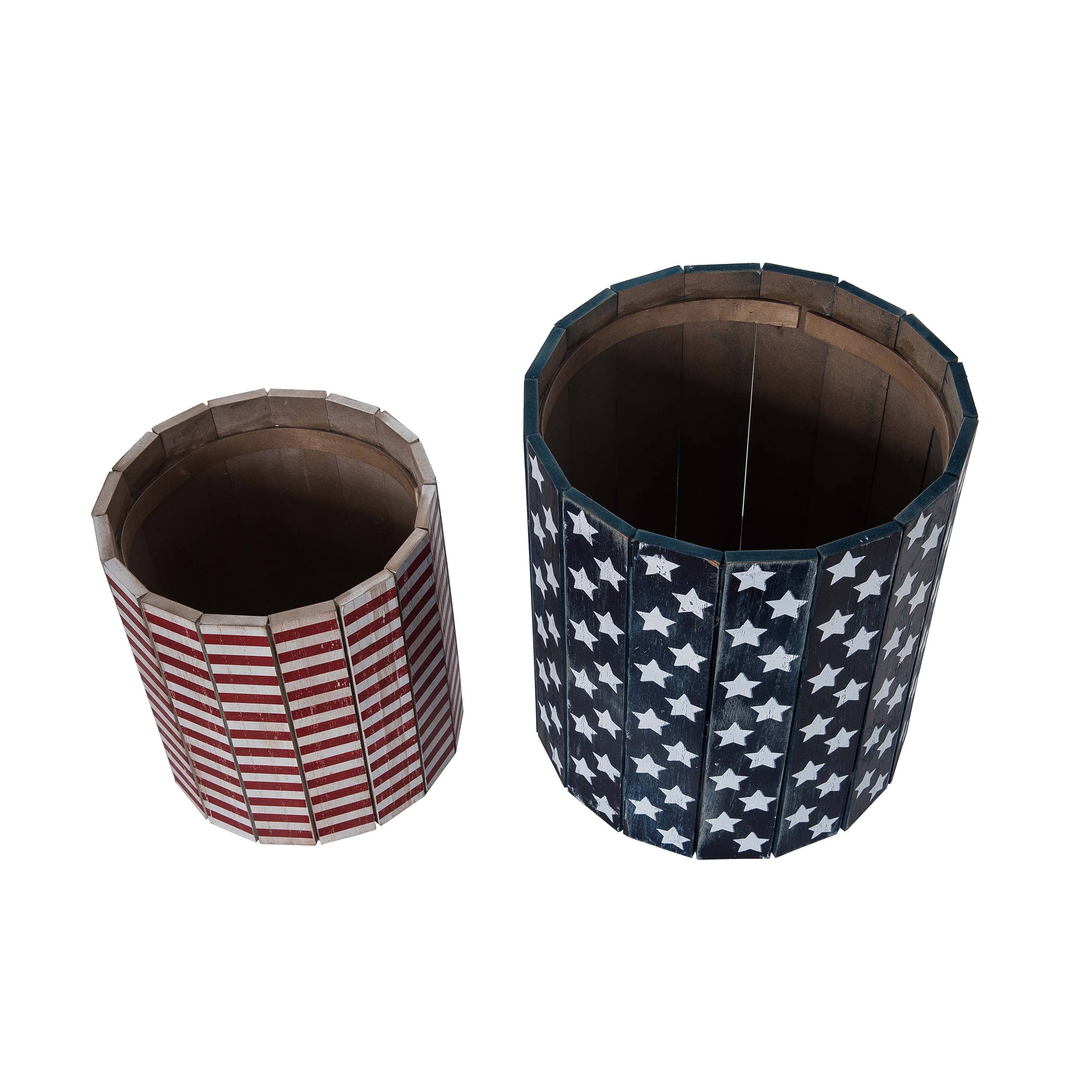 Slatted Americana Barrel Set of 2 Patriotic Décor
