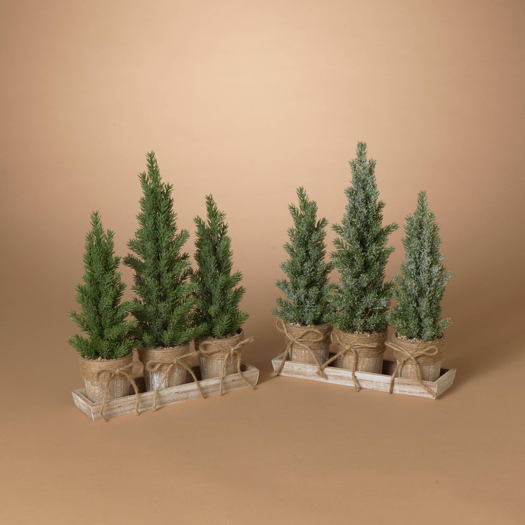 Christmas 15.5"H Holiday Potted Tree Set