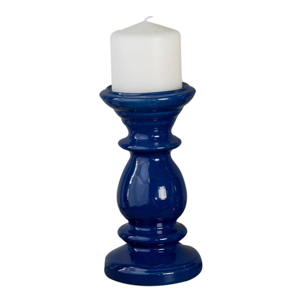 Camden Blue Ceramic Candle Holder Small