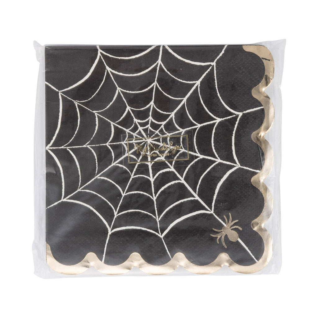 Foil Black Web Cocktail Napkin 18 ct