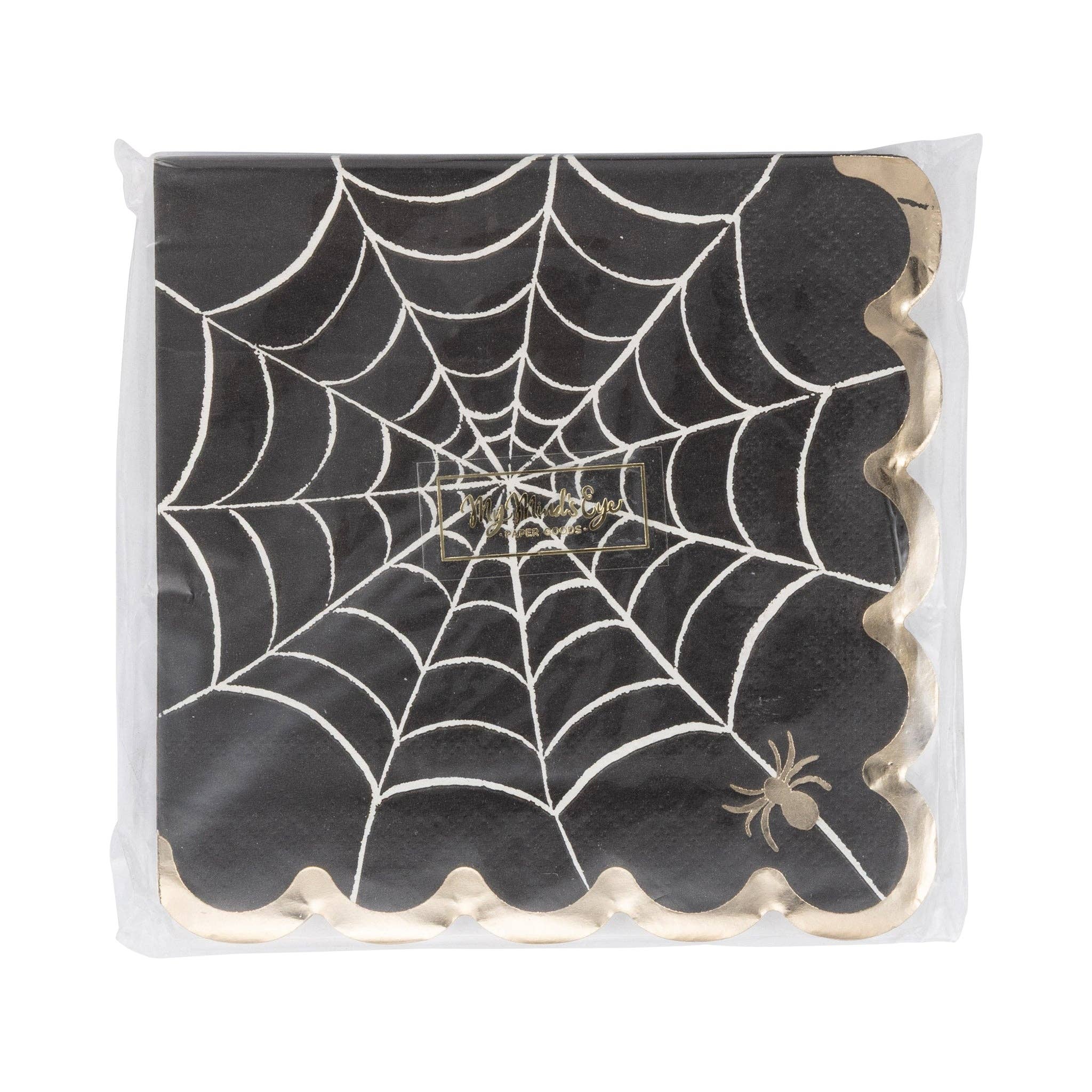 Foil Black Web Cocktail Napkin 18 ct