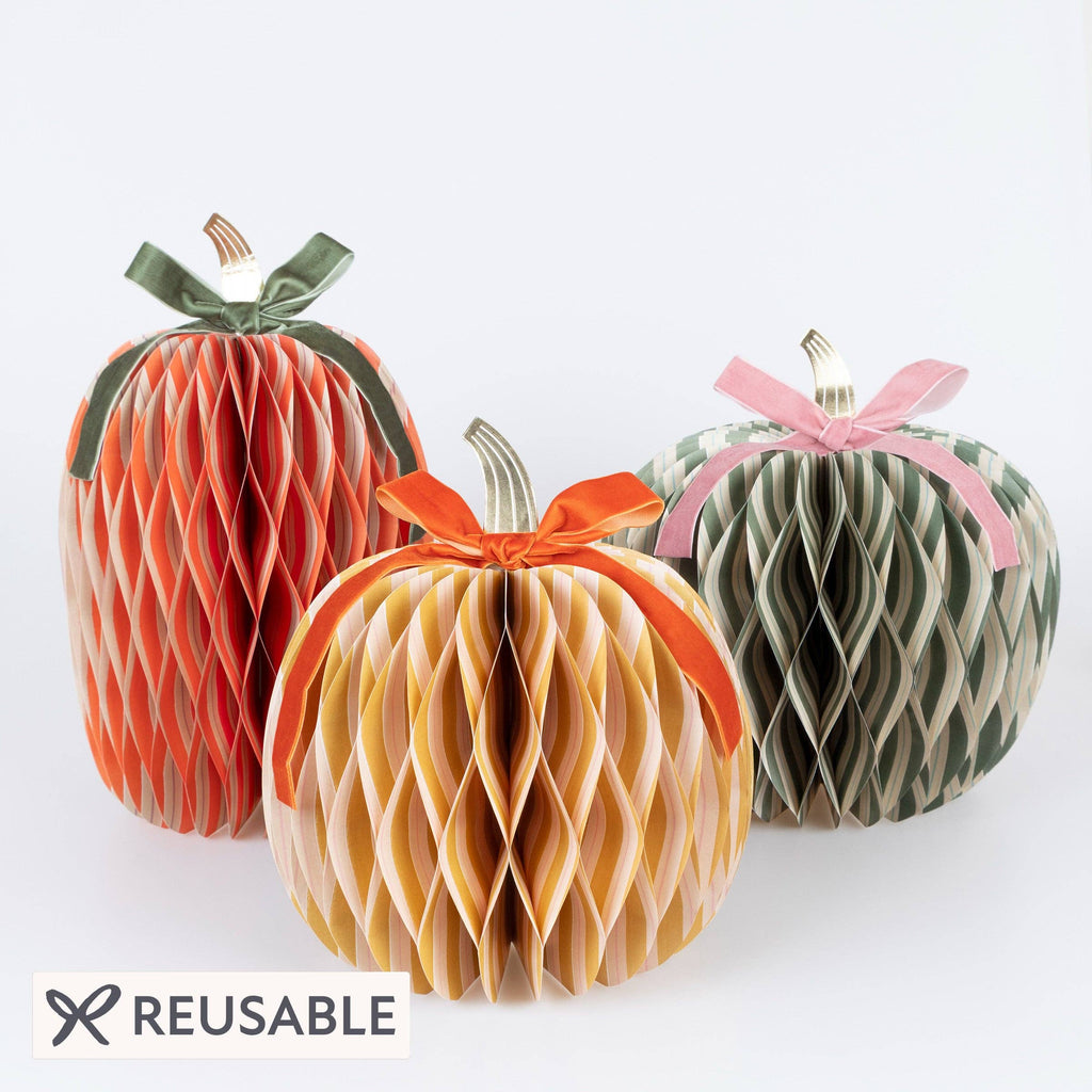 Fall Stripe Paper Honeycomb Pumpkins