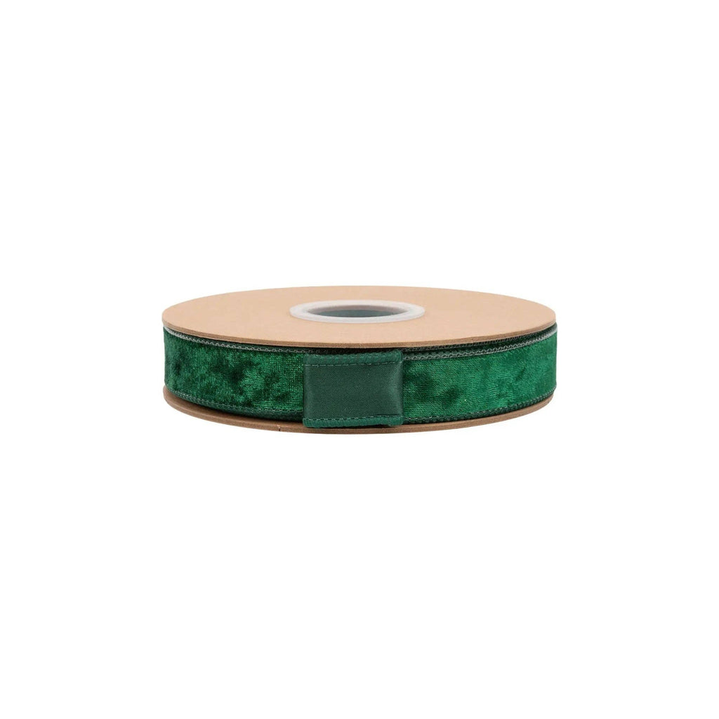 1" Wired Heritage Velvet Ribbon | Hunter | 10 Yard Roll