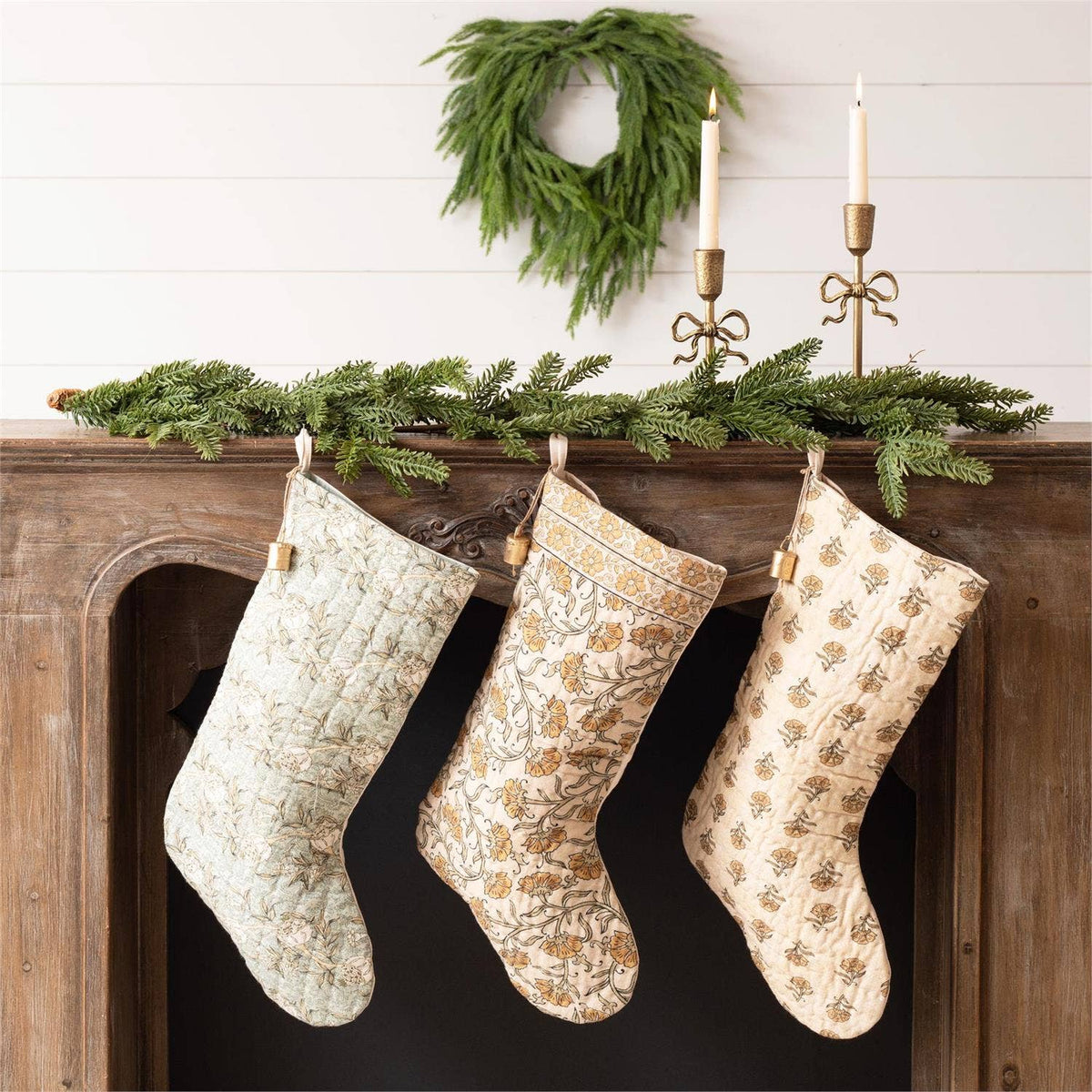 Stocking - Block Print With Bells (3 Styles)