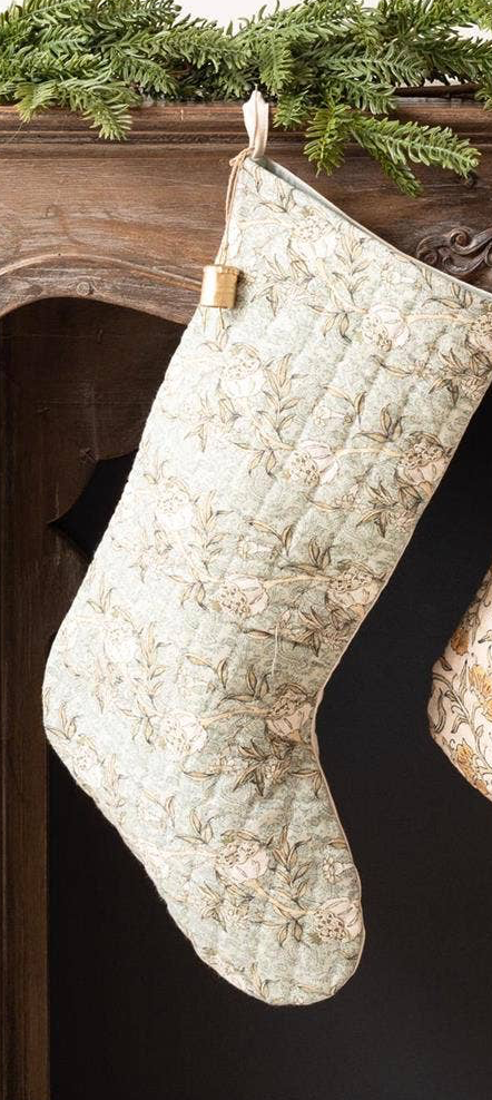 Stocking - Block Print With Bells (3 Styles)