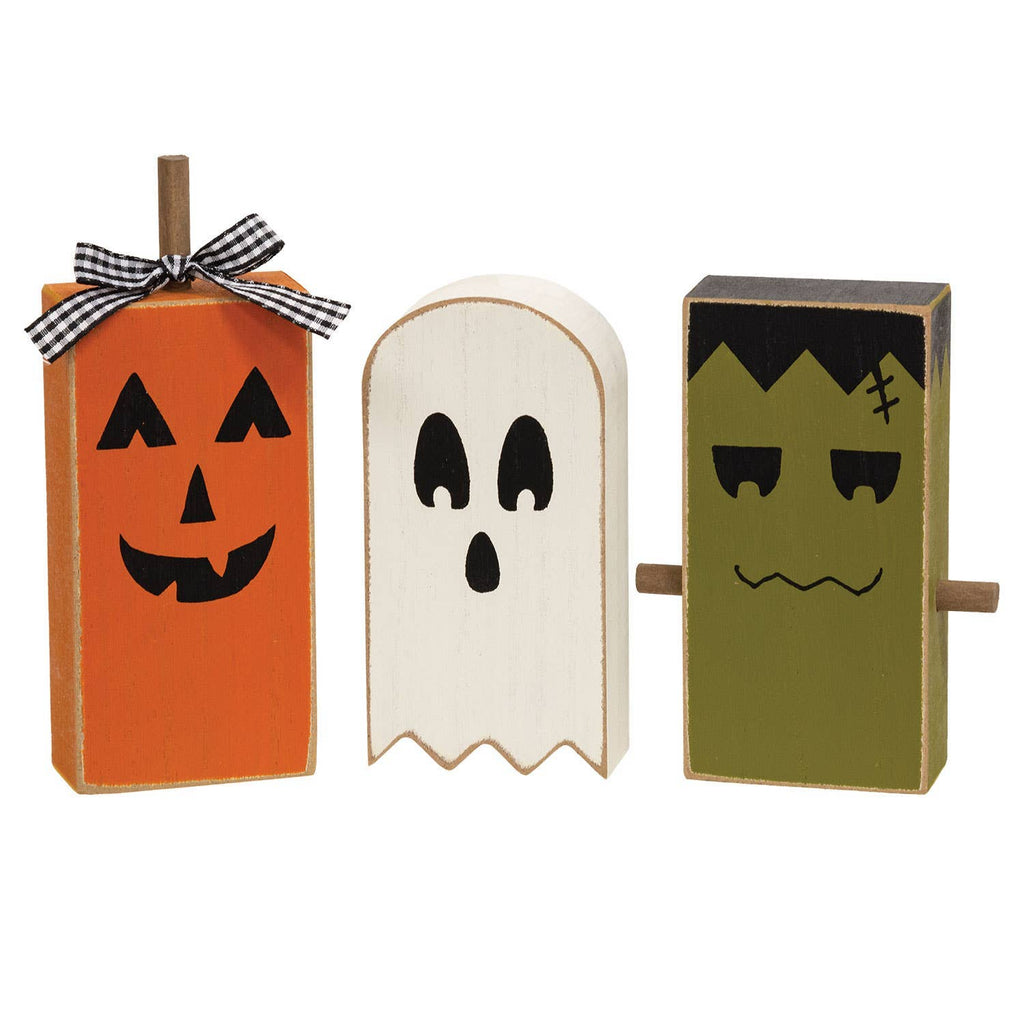 Set of 3, Chunky Wooden Halloween Friend Sitters
