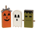 Set of 3, Chunky Wooden Halloween Friend Sitters