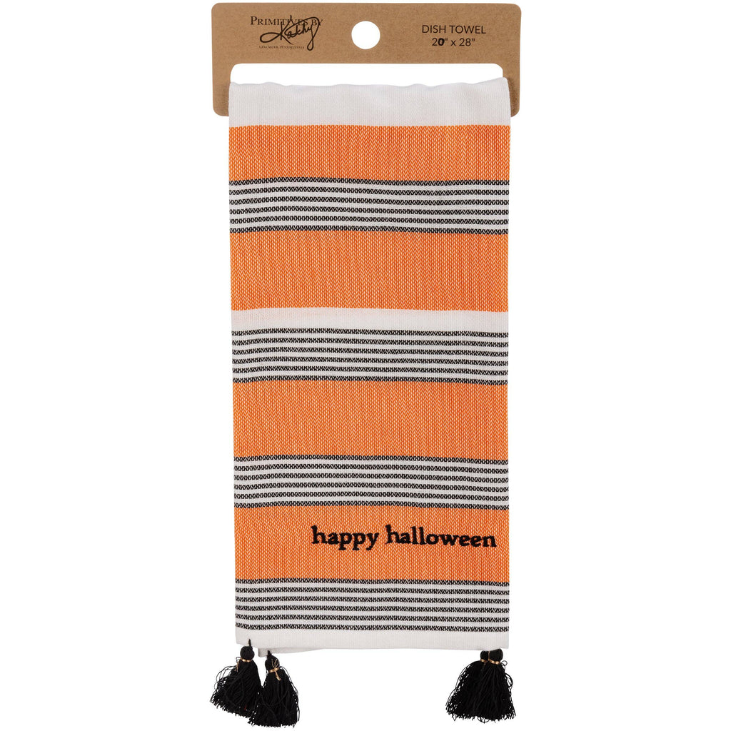 Happy Halloween Striped Kitchen Towel