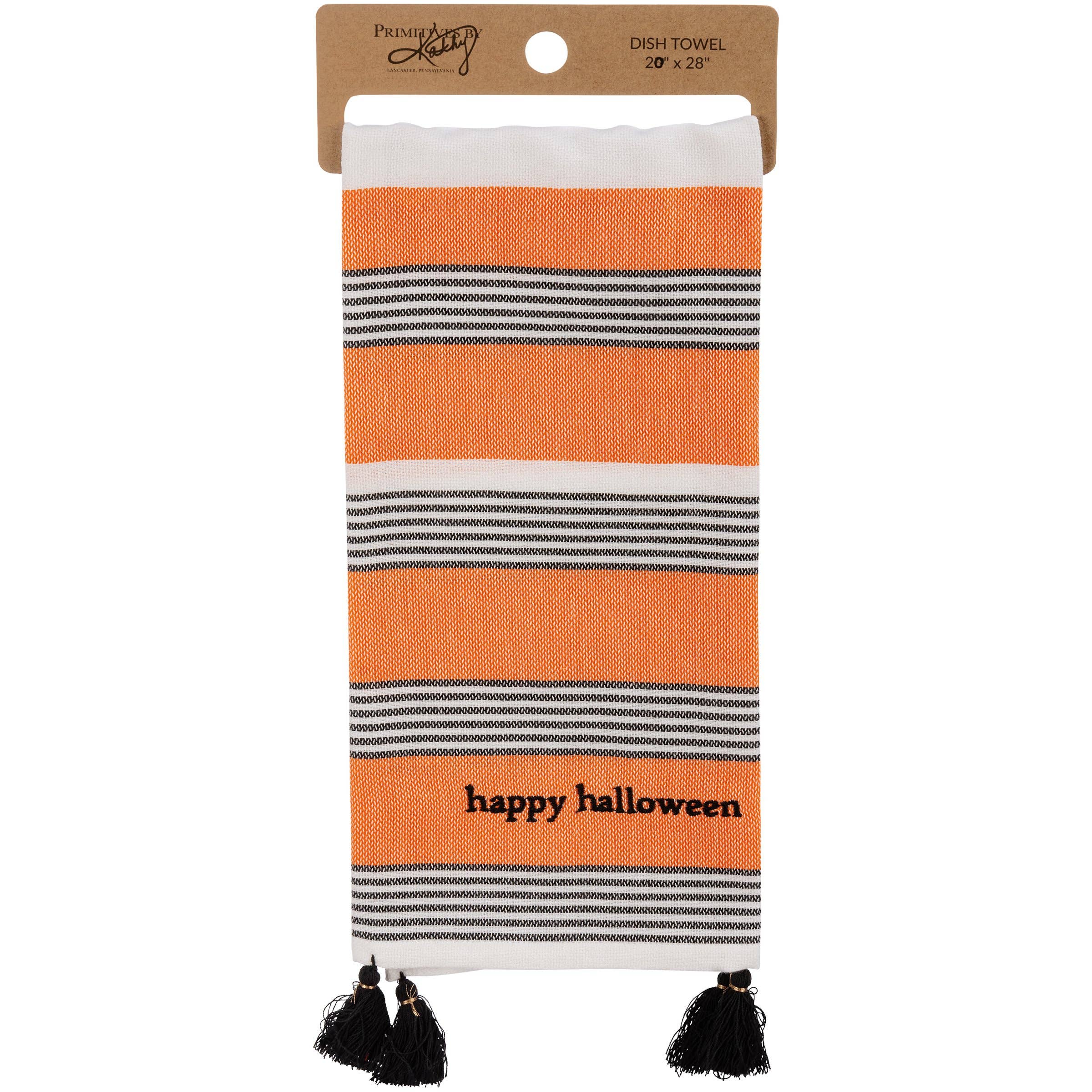 Happy Halloween Striped Kitchen Towel