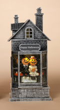 10.5 Inch Lighted Haunted Houses Spinning Halloween Water Globe, Pumpkin Couple