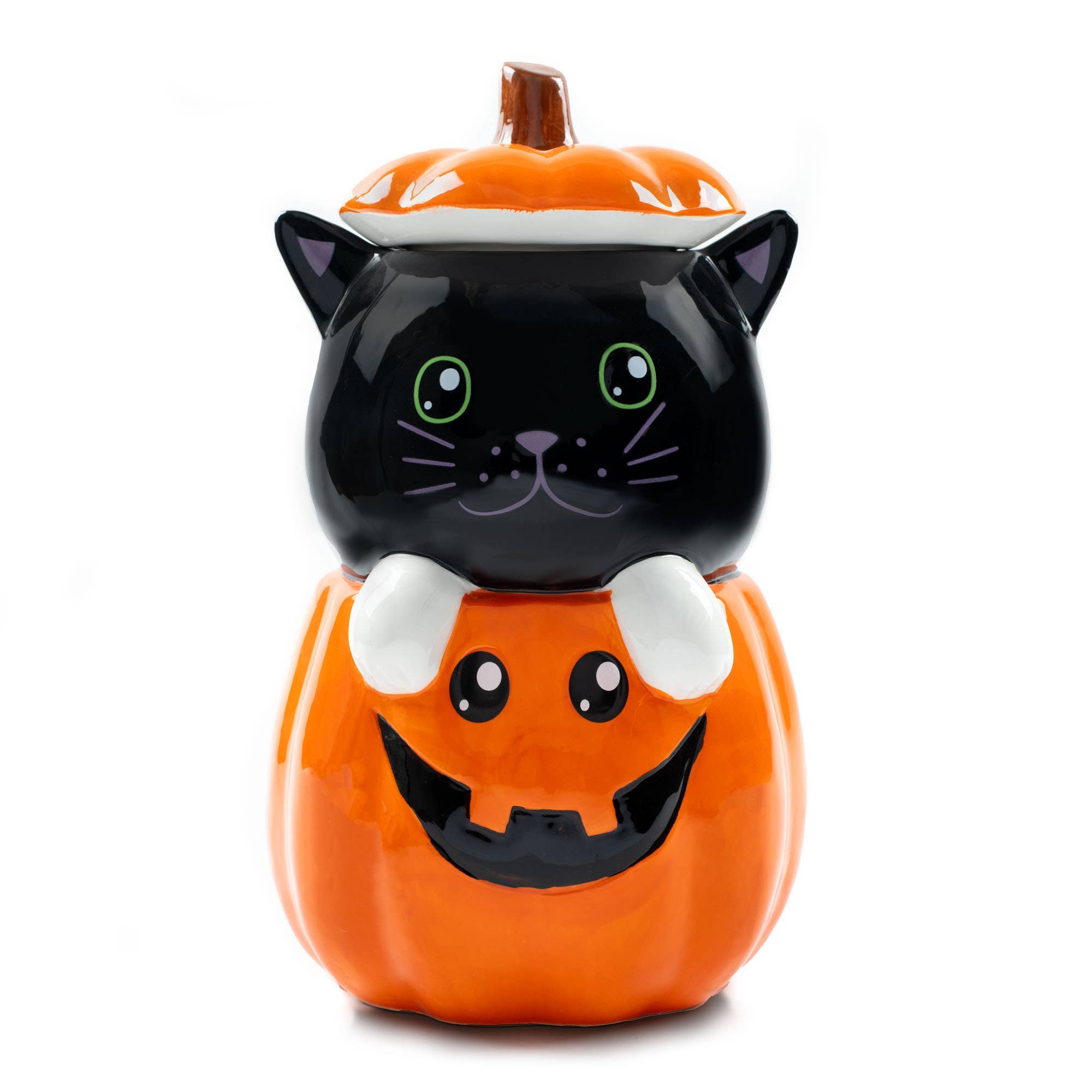 Black Cat Pumpkin 11 x 6.3 Dolomite Cookie Jar