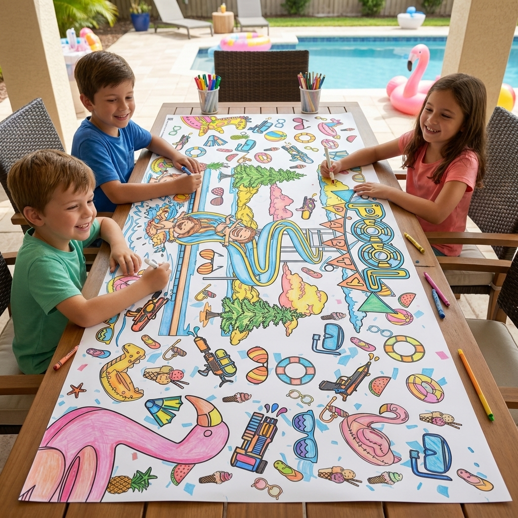 Pool Party Coloring Tablecloth