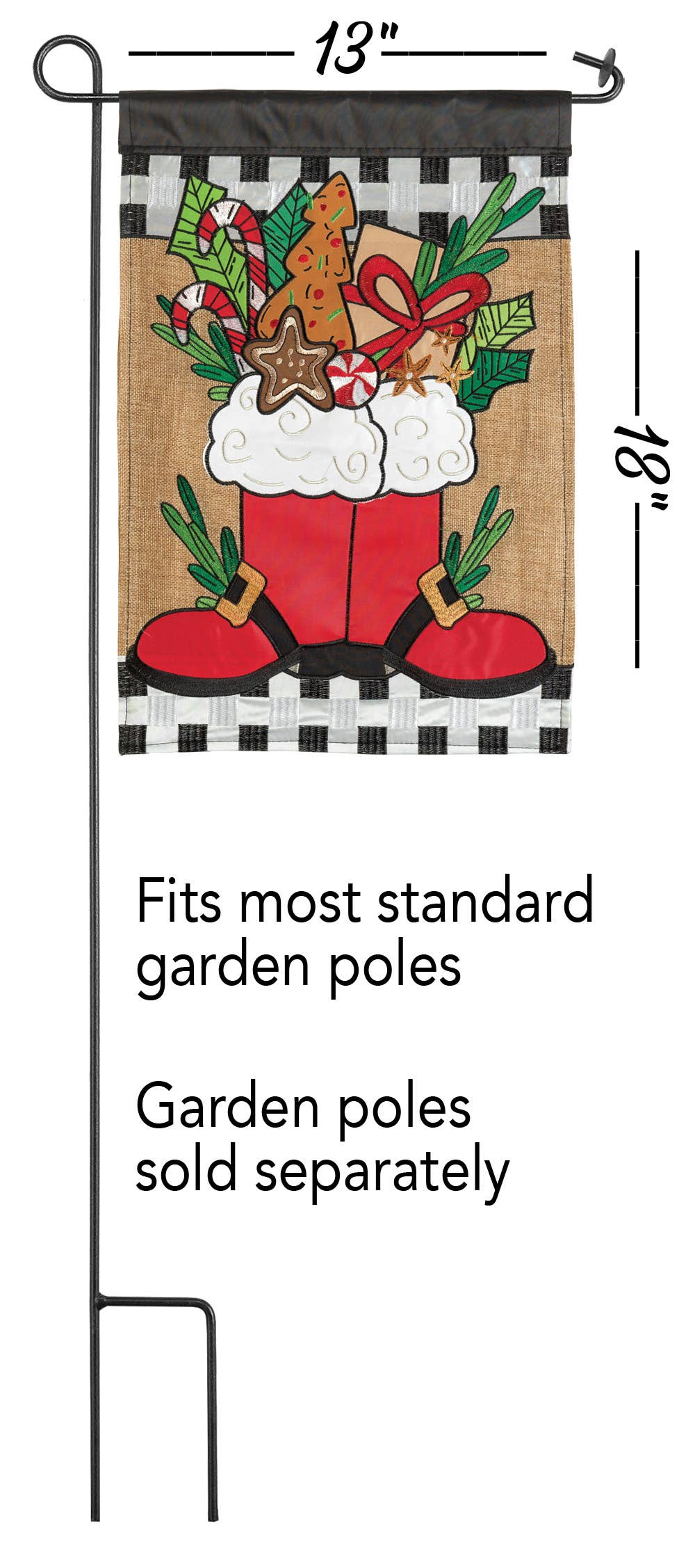 Santa Boots Burlap Double Applique Garden Flag