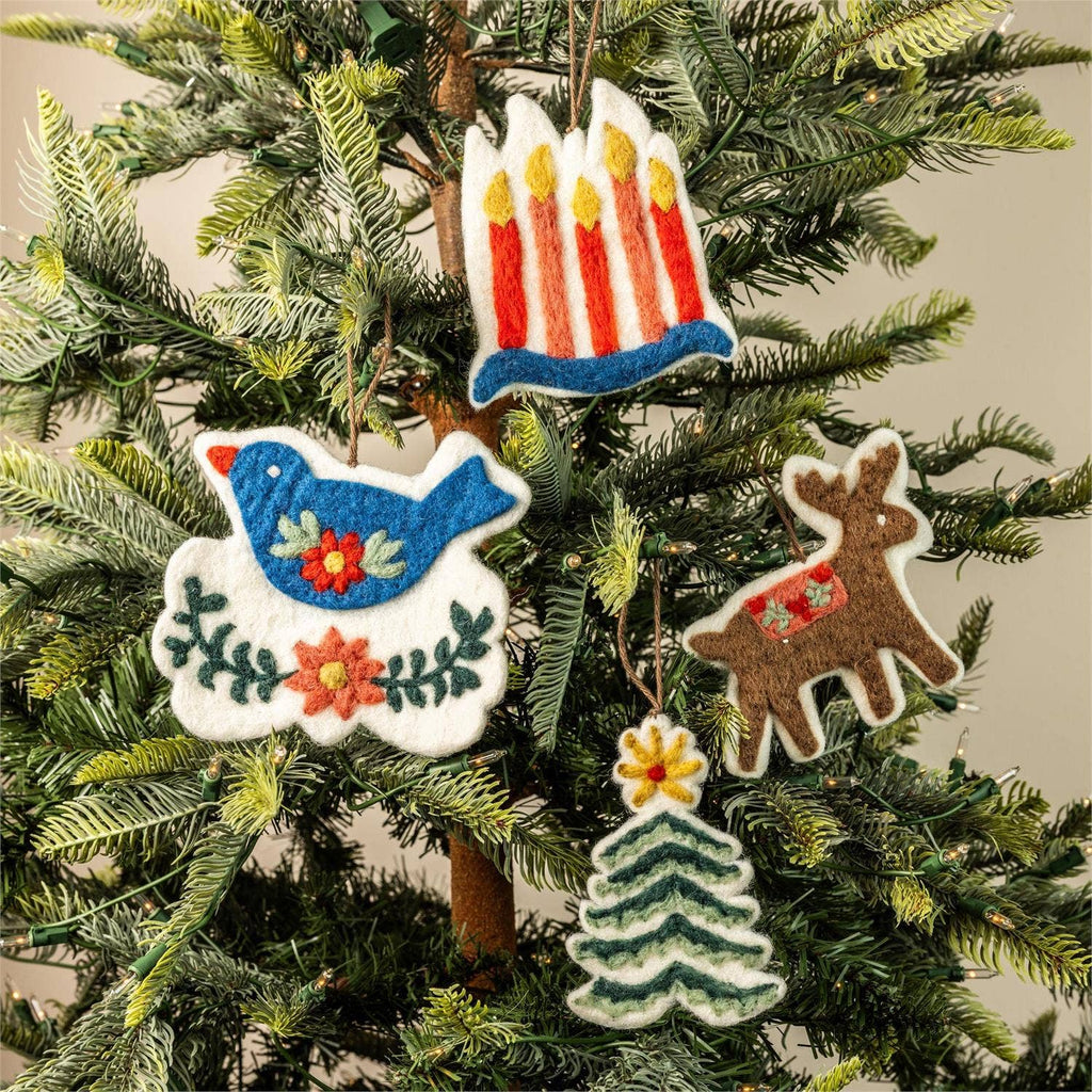 Woolen Folk Art Cut Out Ornaments (set of 4 Styles)