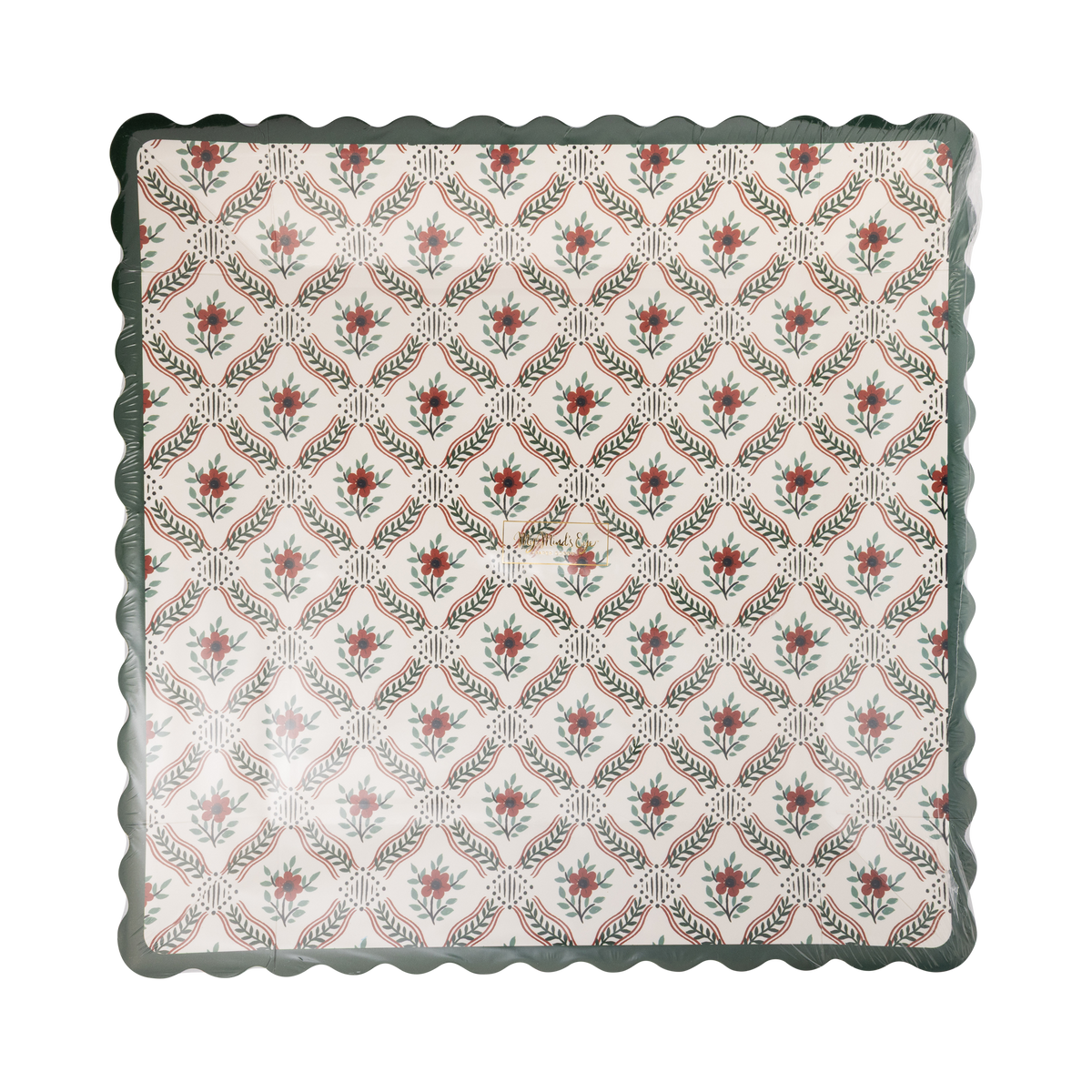 Floral Block Print Plate - 10"